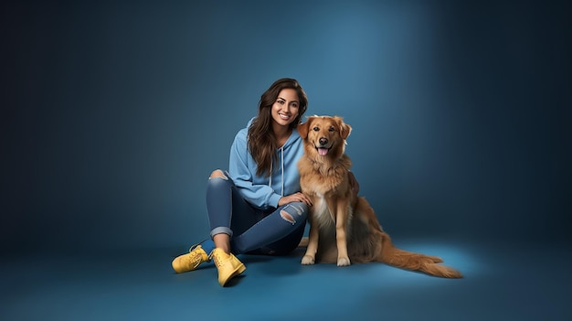 Foto foto de golden retriever com uma garota indiana