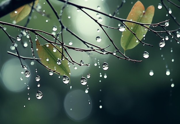 Foto de gota de orvalho em um ramo gotas de chuva em ramo de árvore seca papel de parede de natureza bonita