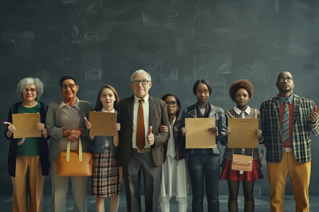 Foto de grupo de professores com sinais de gratidão octan