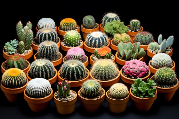 Foto foto de grupo de várias plantas de cacto em vasos