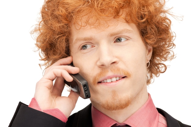 Foto de homem bonito com telefone celular