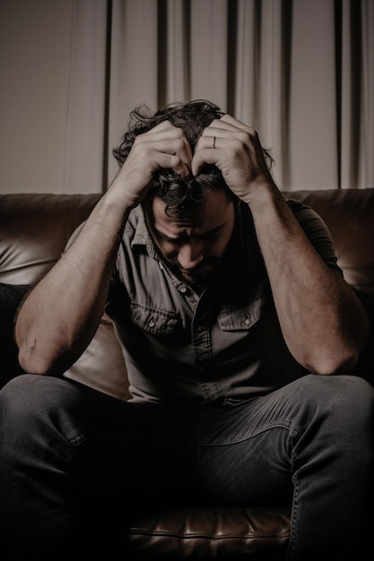 Foto de homem gestos dinâmicos emocionais homem triste sofrendo depressão depressão saúde pessoas