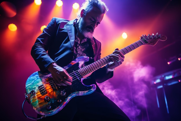 Foto de homem tocando guitarra elétrica