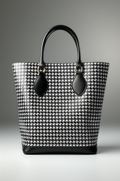 Foto foto de houndstooth saco de papel impresso forma oval houndstouth cor t conceito design arte artesanal