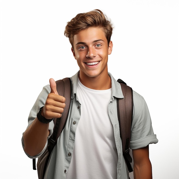 Foto foto de jovem estudante com fundo branco