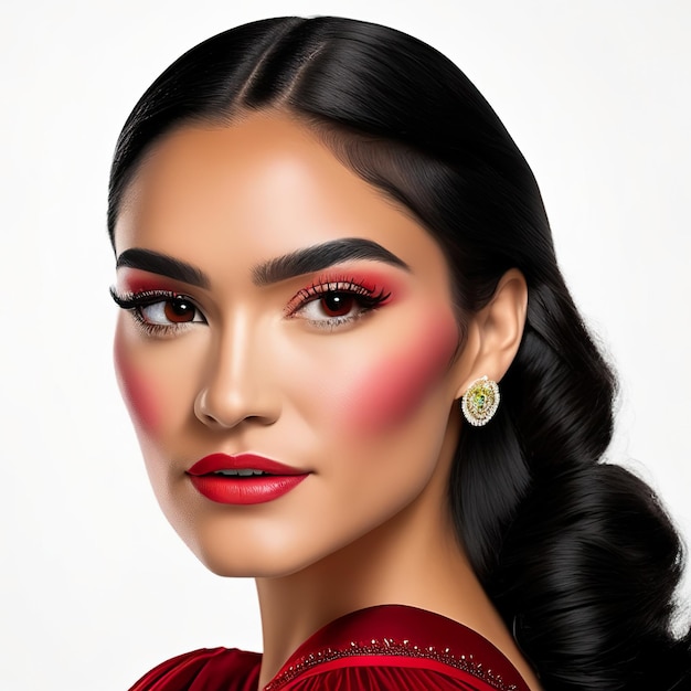 Foto de jovem latina com pele ideal para produtos de beleza Generative AI