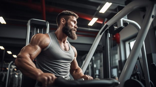 Foto de jovem treinando na academia