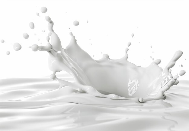 Foto foto de leite fresco branco a cair sobre um fundo branco e azul