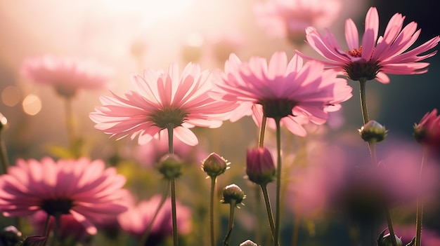 Foto de lindas flores da natureza com papel de parede do sol