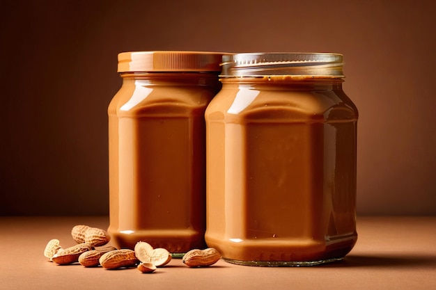 Foto de maquete de embalagem de produto de Jar of peanut butter estúdio de fotografia publicitária