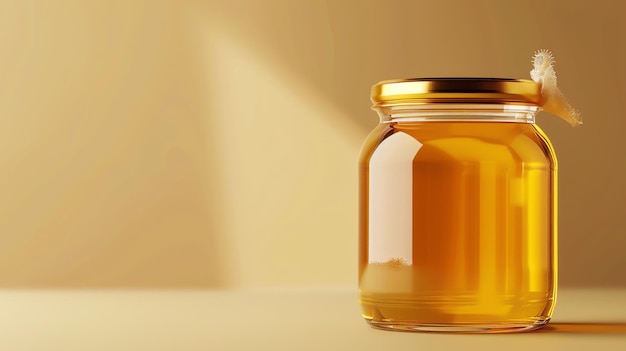foto de maquete de frasco de vidro de mel em fundo amarelo