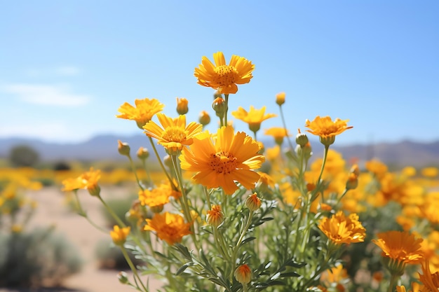 Foto de Marigold em uma paisagem desértica