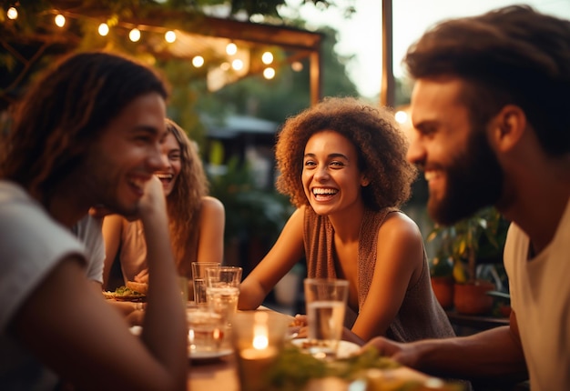 Foto de melhores amigos jantando juntos