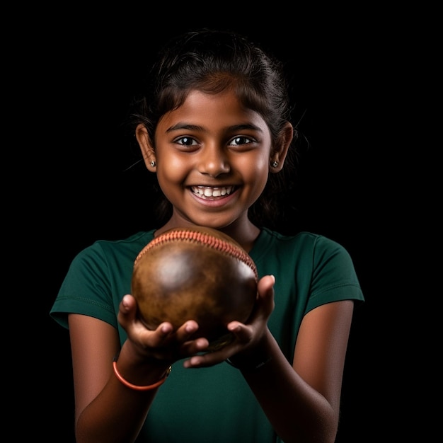 foto de menina indiana animada segurando uma bola