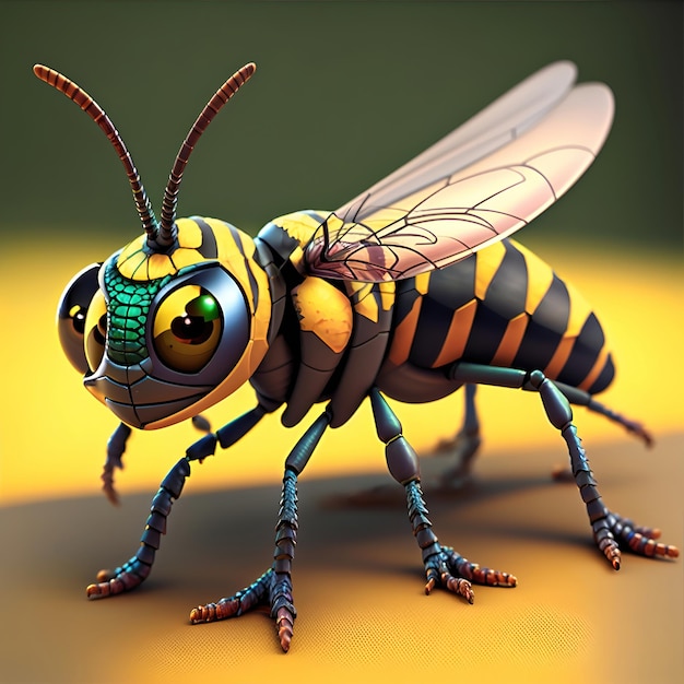 foto de mini abelha robótica estilo pixar 3d