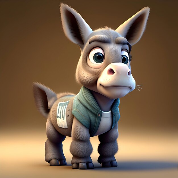 foto de mini burro estilo pixar 3d