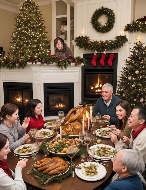 foto de modelo de cartaz de Natal com decoração de sala de estar de Natal com árvore de Natal