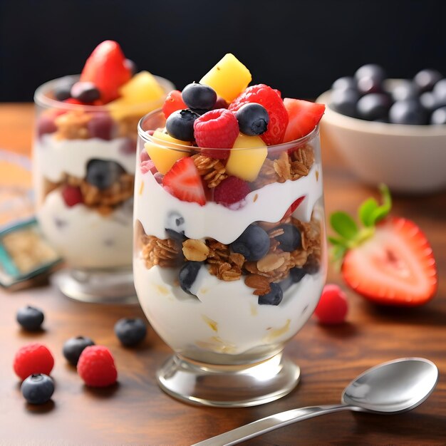 Foto de muito delicioso iogurte granola parfait