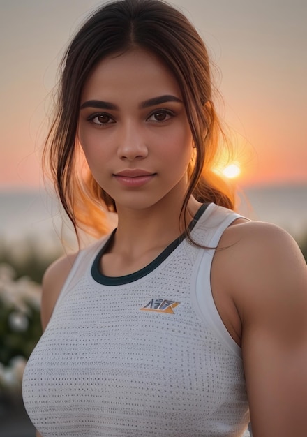 Foto de mulher feliz em roupas de ginástica IA generativa