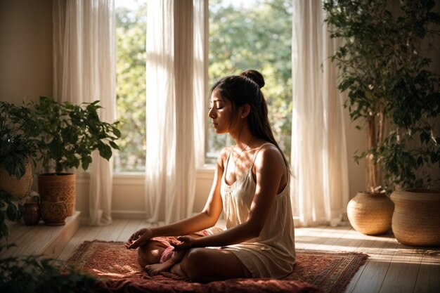 Foto foto de mulheres a fazer meditação em casa