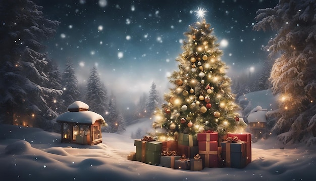 Foto de Natal, festas alegres, luzes de decoração e momentos alegres, redes sociais e design festivo