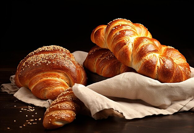 Foto de pãezinhos com sementes de gergelim para pães de hambúrguer com trigo e sementes de gergelim