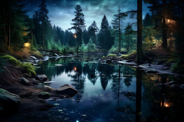 Foto de paisagem noturna de encantamento noturno