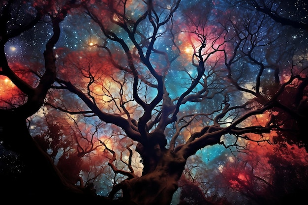 Foto de paisagem noturna do dossel cósmico