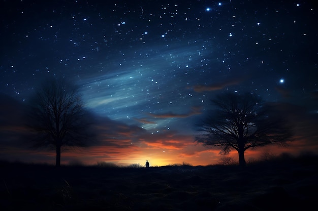 Foto de paisagem noturna do horizonte estrelado