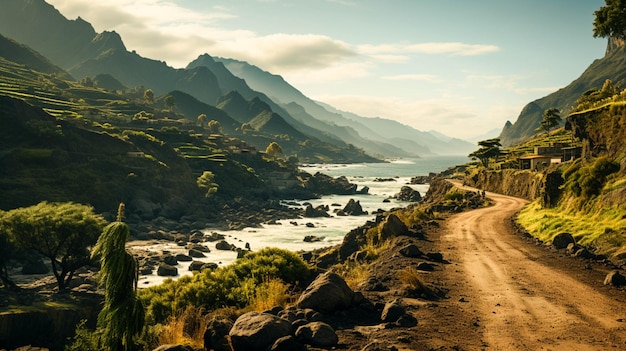 Foto de paisagem tirada na estrada serpentina tf436 em masca espanha