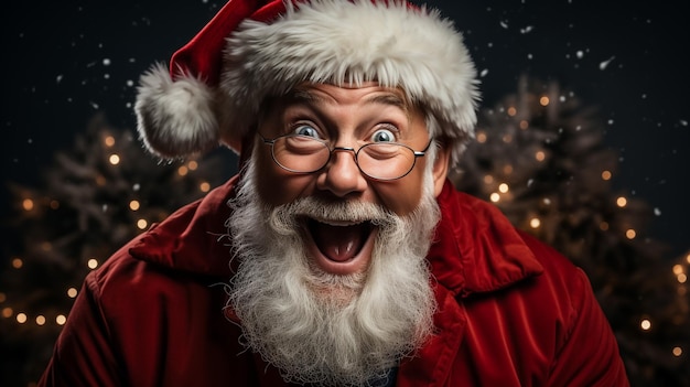 Foto de Papai Noel barba cinzenta olhar animado