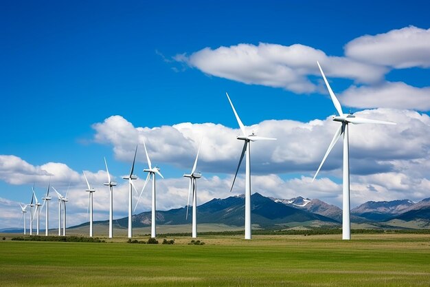 Foto de parque eólico ou parque eólico com turbinas eólicas altas para geração de eletricidadeEnergia verde