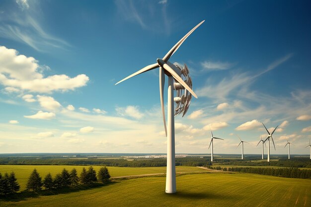 Foto de parque eólico ou parque eólico com turbinas eólicas altas para geração de eletricidadeEnergia verde