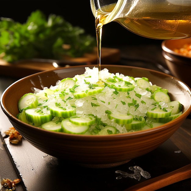 Foto de pedaços de queijo feta em fundo de madeira Gerada por IA