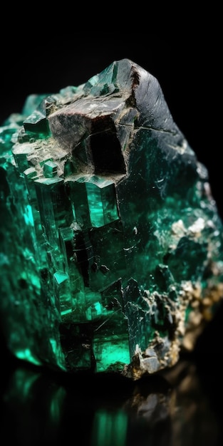Foto de pedra mineral esmeralda close-up macro Foto de alta qualidade IA generativa