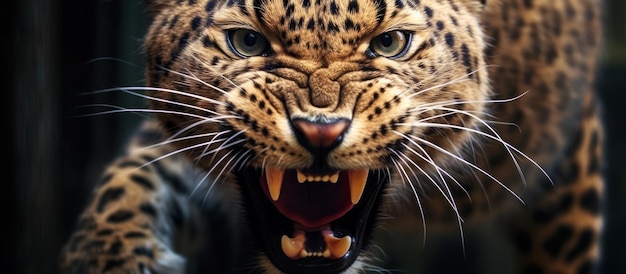 foto de perto de um leopardo zangado de fundo