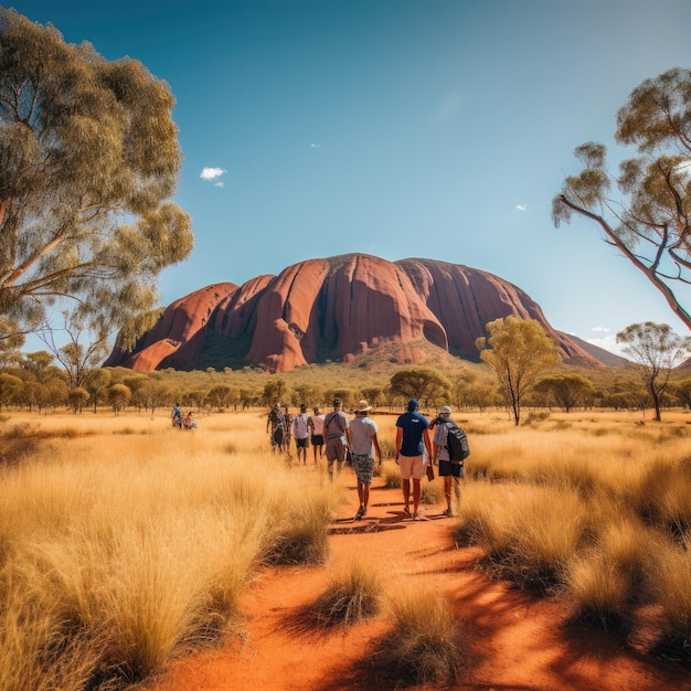 Foto foto de pessoas em frente a kata tjuta, no território do norte da austrália