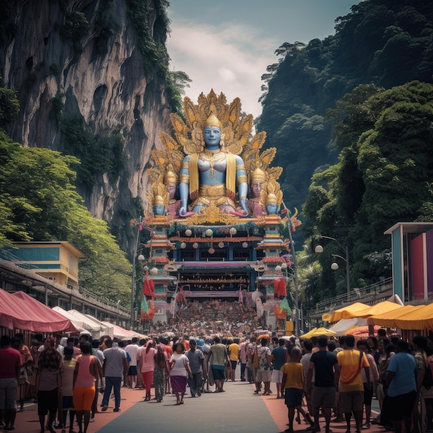 foto de pessoas em frente às Cavernas Batu em Kuala Lumpur, Malásia