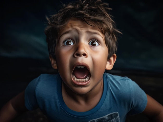 foto de pose dinâmica emocional de criança mexicana na escola