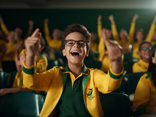 foto de pose dinâmica emocional garoto brasileiro na escola