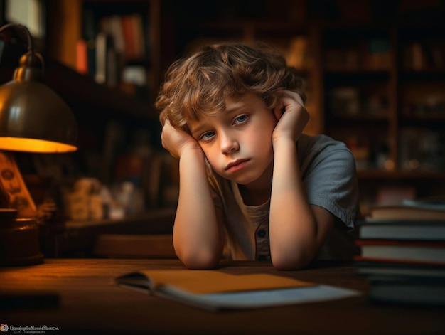 foto de pose dinâmica emocional garoto europeu na escola