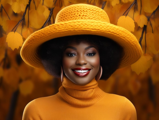 foto de pose dinâmica emocional mulher africana no outono