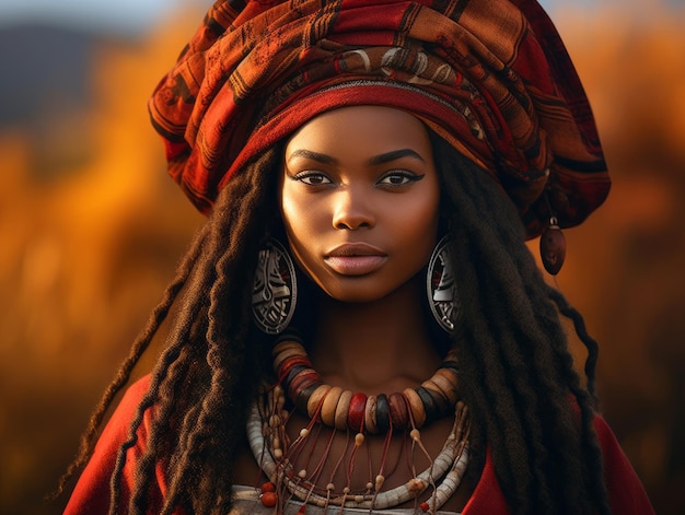 foto de pose dinâmica emocional mulher africana no outono