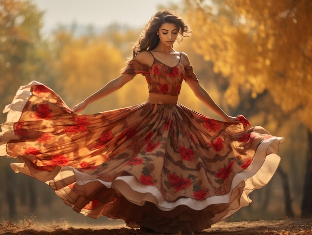 foto de pose dinâmica emocional Mulher mexicana no outono