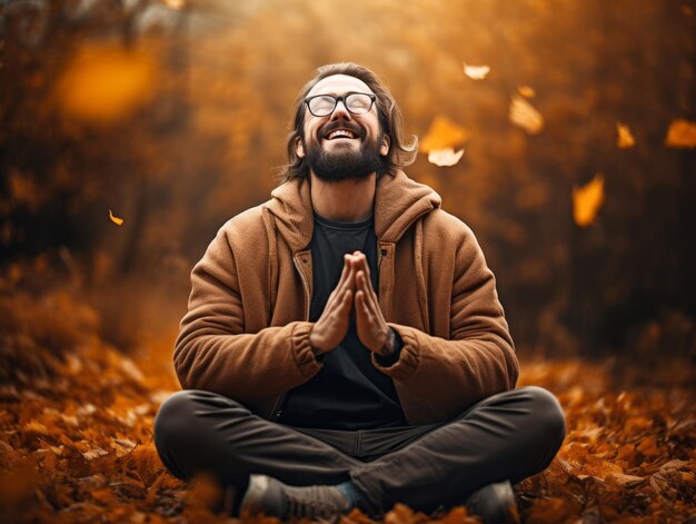 foto de pose emocional dinâmica homem brasileiro no outono