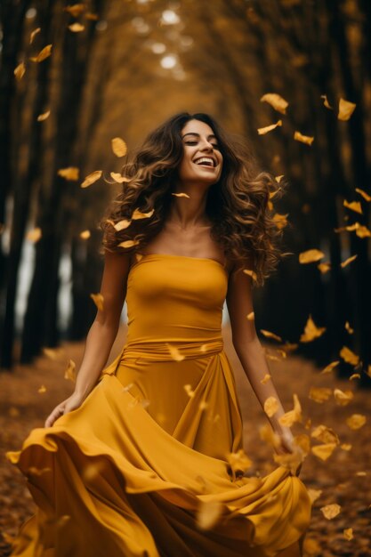 foto de pose emocional dinâmica mulher brasileira no outono