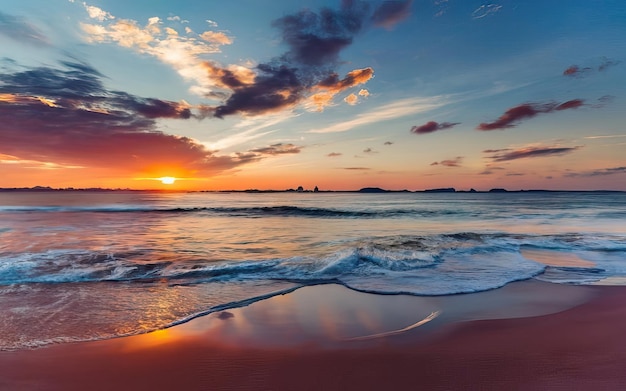 Foto de praia paradisíaca durante o dia com pôr do sol