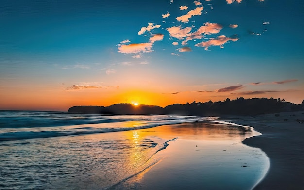 Foto de praia paradisíaca durante o dia com pôr do sol