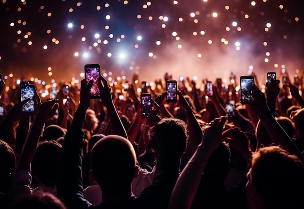 Foto de público animado assistindo show de DJ com DJ player inteligente