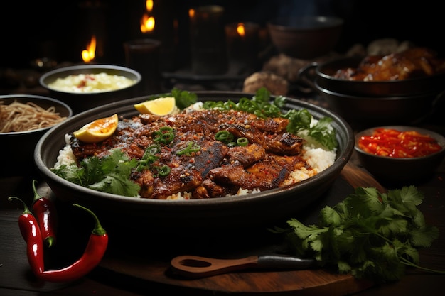 Foto de rendang curry, uma comida tradicional da Indonésia